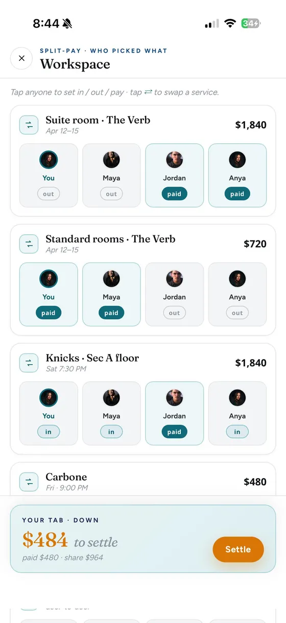 SplitPay — who picked what, who's in, who's paid